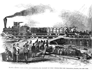 Trade between Unionists in Fernandina and the North. This illustration was published in 1862, in Frank Leslie's Illustrated Newspaper, following the Union occupation of the coastal town. (Florida State Archives)