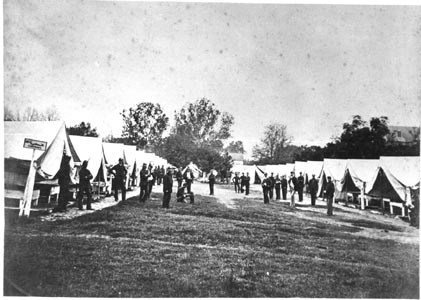 Union artillery soldiers in camp in Jacksonville