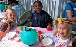 Girls at a tea party