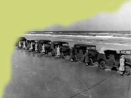 Personnel of the Women's Army Corps lined up with vehicles for inspection at Daytona Beach Personnel of the Women's Army Corps lined up with vehicles for inspection at Daytona Beach