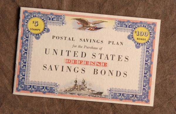 United States Defense Savings booklet designed to hold five-dollar stamps