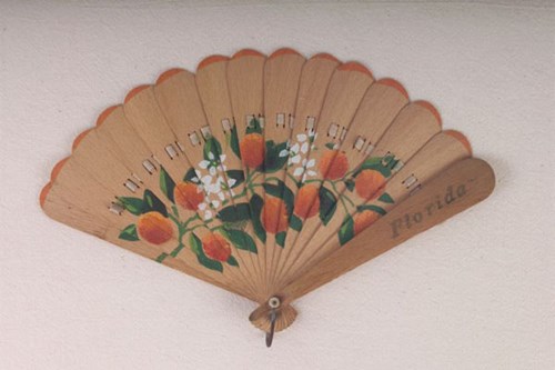 Wooden souvenir fan, ca. 1930s-50s