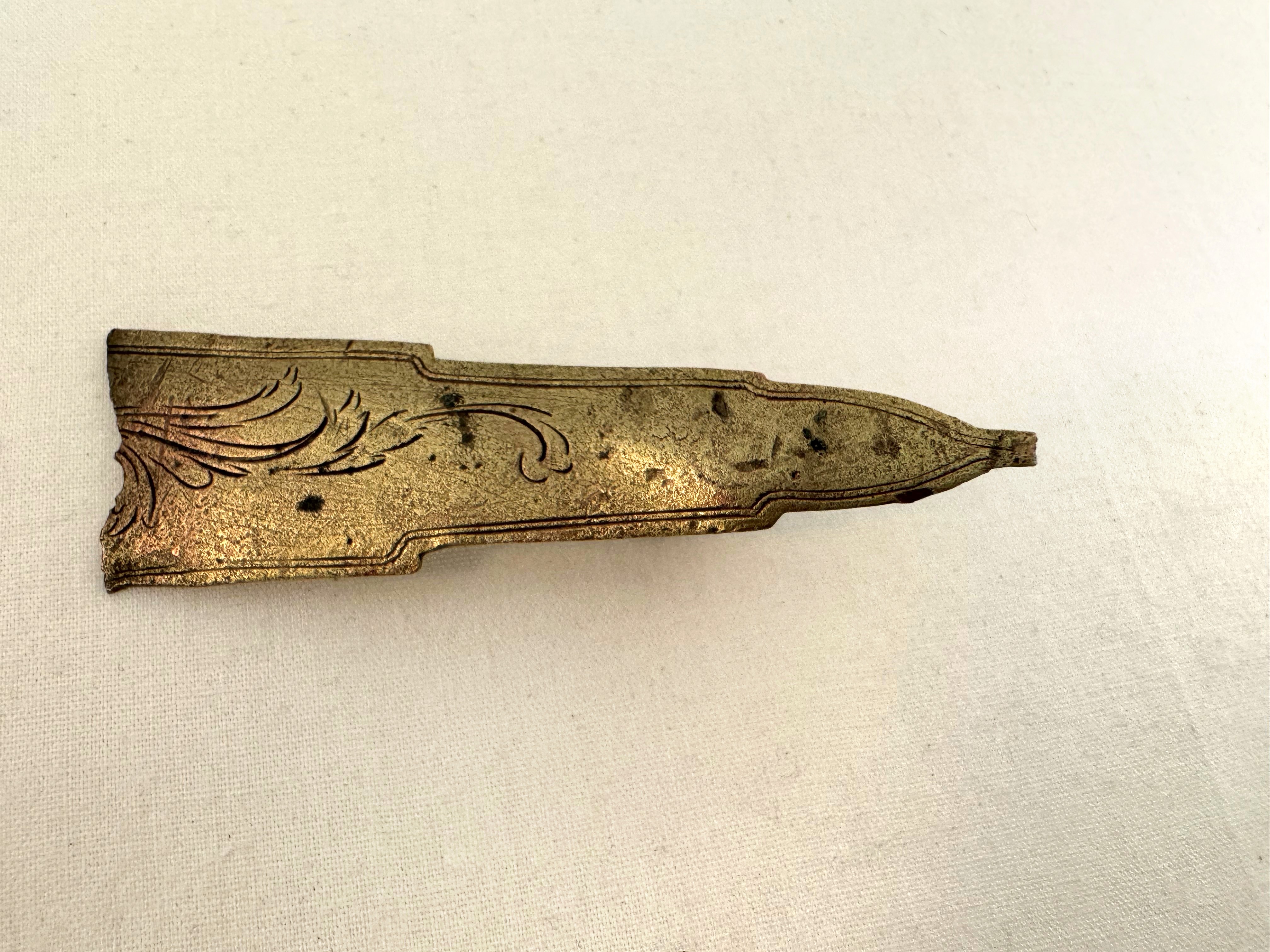 Part of a butt plate on a trade gun, 1763-1783